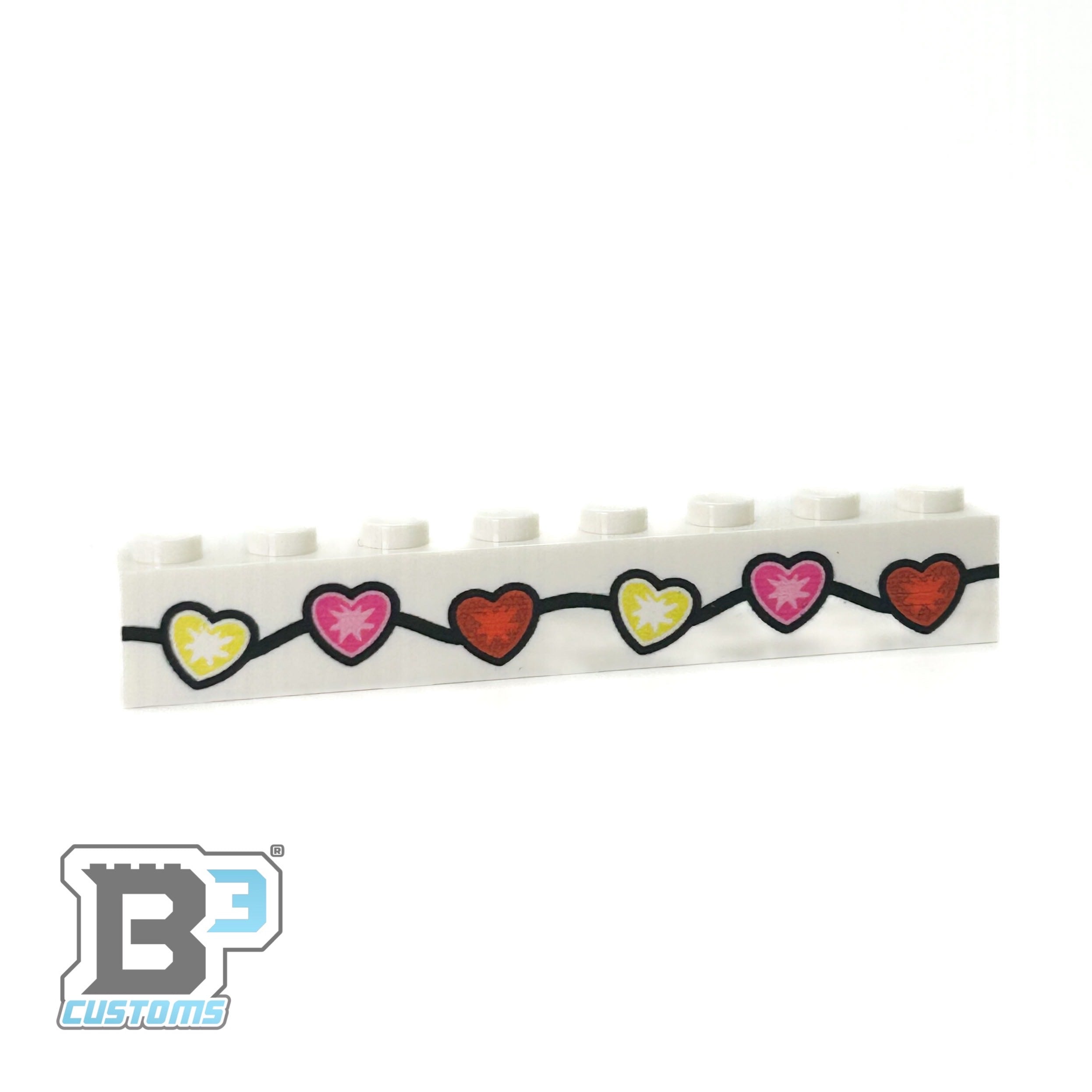 Valentine's Day Lights Custom Printed on 1x8 Brick - B3 Customs